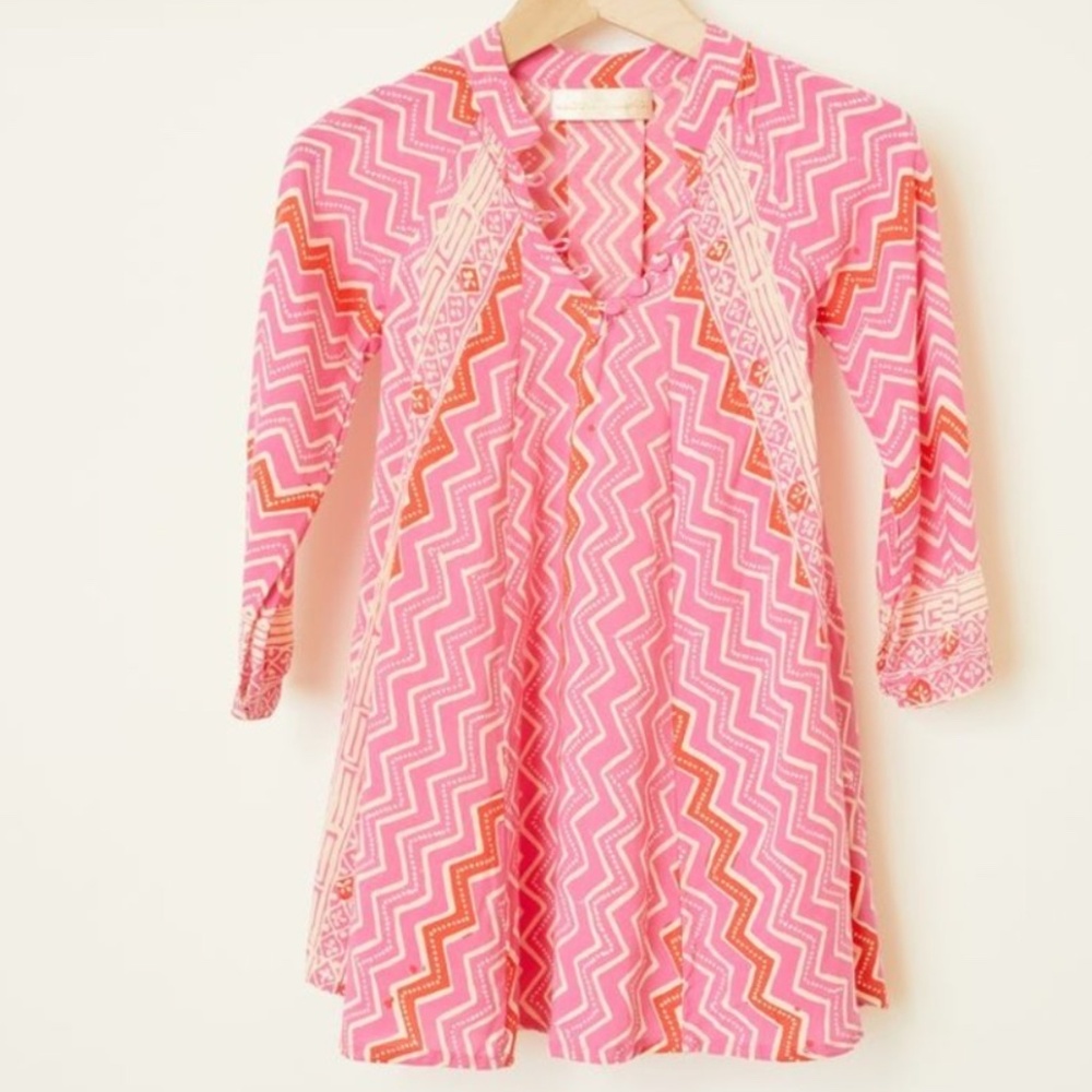 Natalie Martin zig zag hibiscus resort wear girls dress size 5-6 years